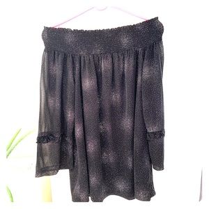 Black silver glitter part top strapless